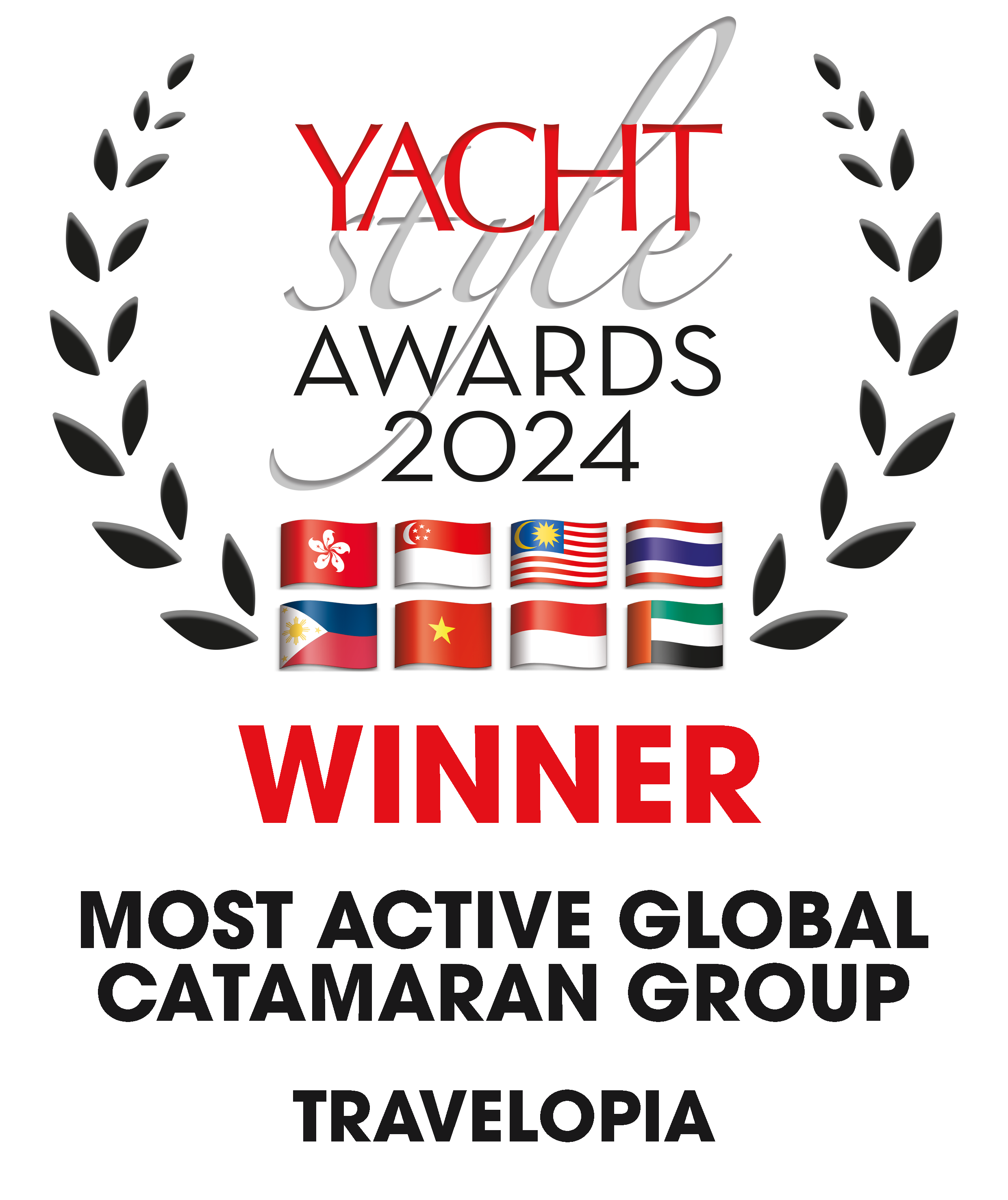 Yacht Style Awards Winner 2024 Most Active Global Catamaran Group-Travelopia-black